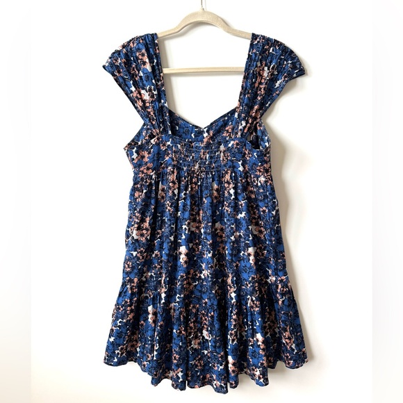 Free People Pattern Play linen blend mini dress in a blue floral print - Picture 5 of 10